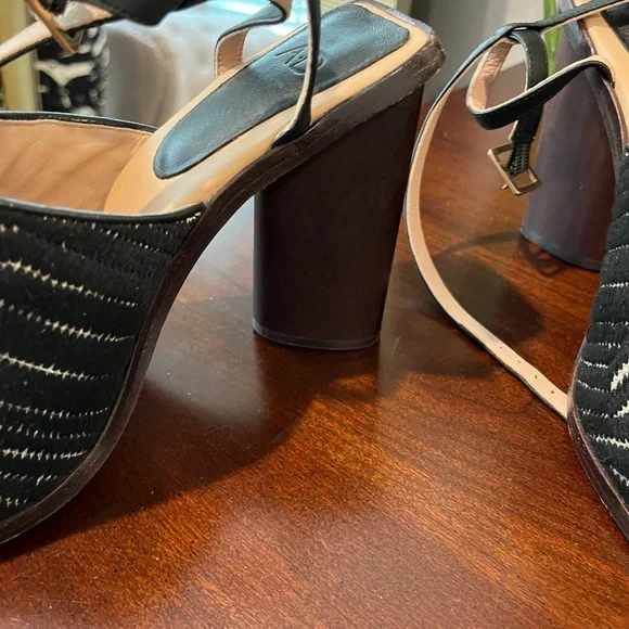 AD & Daughters Block Wooden Heel Haddix Square Toe Dress Sandals Black 9.5 NEW - Picture 7 of 11